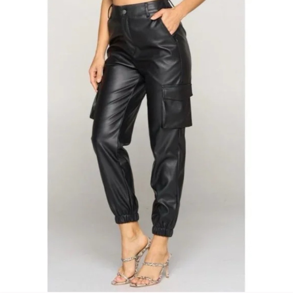 Bailey 44‎ Black Faux Leather Cargo Pants